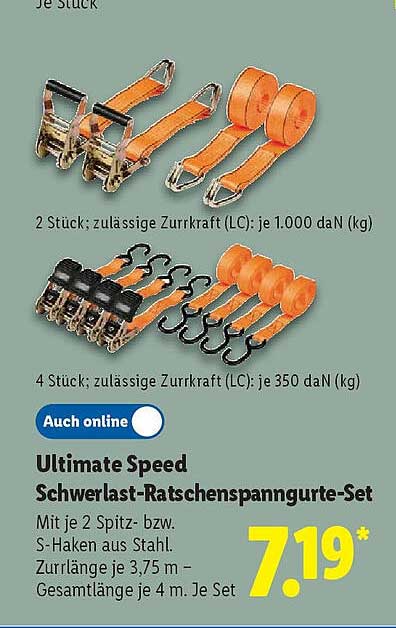 Ultimate Speed Schwerlast-Ratschenspanngurte-Set