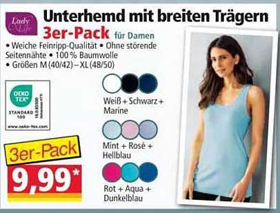 Unterhemd mit breiten Trägern 3er-Pack für Damen