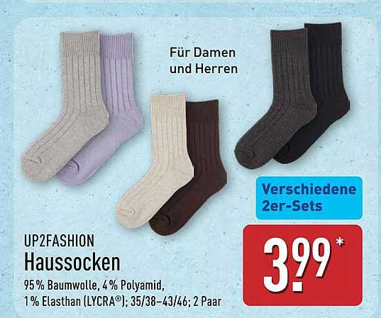 UP2FASHION Haussocken – 2er-Set für Damen und Herren