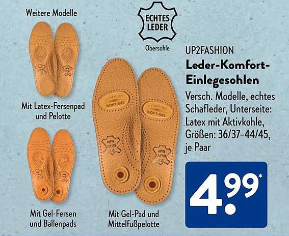 UP2FASHION Leder-Komfort-Einlegesohlen