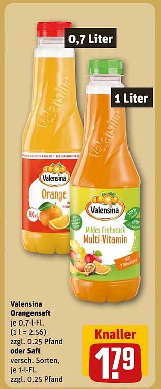 Valensina Orangensaft 0,7 Liter für nur 1,79 €