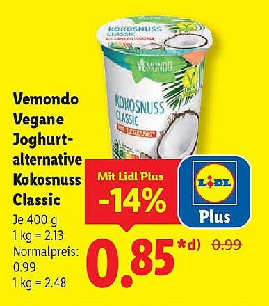 Vemondo Vegane Joghurt-alternative Kokosnuss Classic