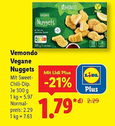 Vemondo Vegane Nuggets mit Sweet-Chili-Dip - 300 g