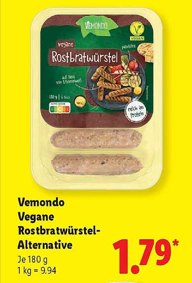 Vemondo Vegane Rostbratwürstel-Alternative