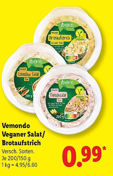 Vemondo Veganer Salat/Brotaufstrich – Verschiedene Sorten