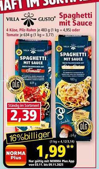 Villa Gusto Spaghetti mit Sauce