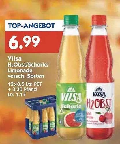 Vilsa H₂Obst/Schorle/Limonade verschiedene Sorten