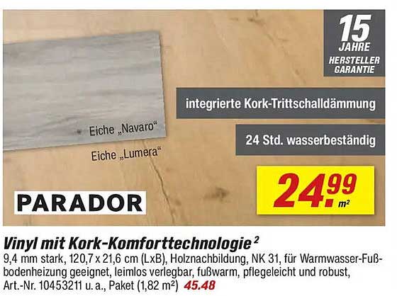 Vinyl mit Kork-Komforttechnologie von PARADOR