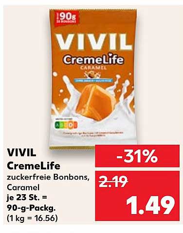 VIVIL CremeLife zuckerfreie Bonbons, Caramel