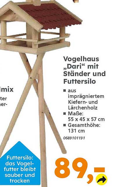 Vogelhaus „Dari“ mit Ständer und Futtersilo