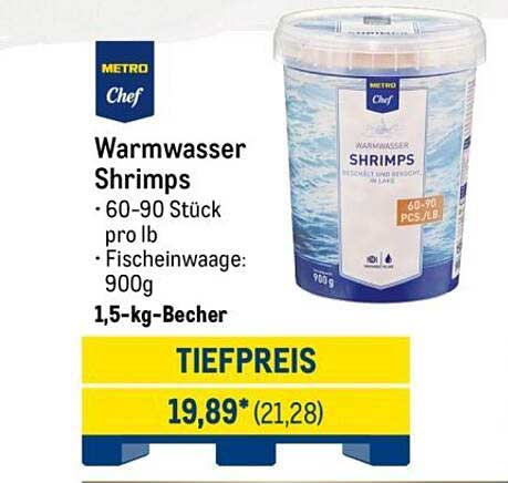 Warmwasser Shrimps 900g im 1,5-kg-Becher
