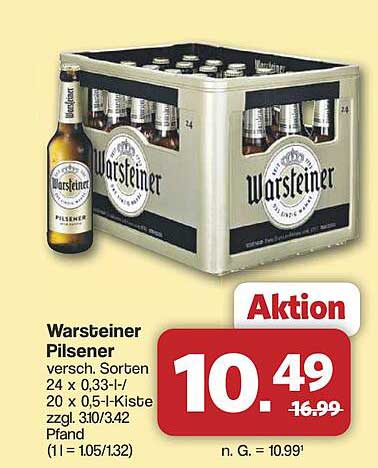Warsteiner Pilsener 24 x 0,33 l oder 20 x 0,5 l-Kiste