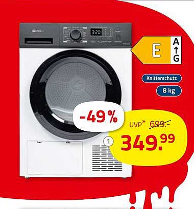 Wäschetrockner mit 8 kg Fassungsvermögen und Knitterschutz