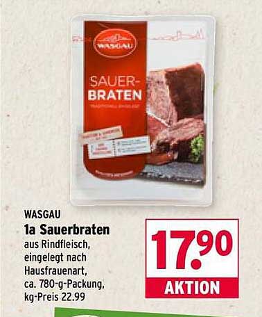 Wasgau 1a Sauerbraten aus Rindfleisch, eingelegt nach Hausfrauenart, ca. 780-g-Packung