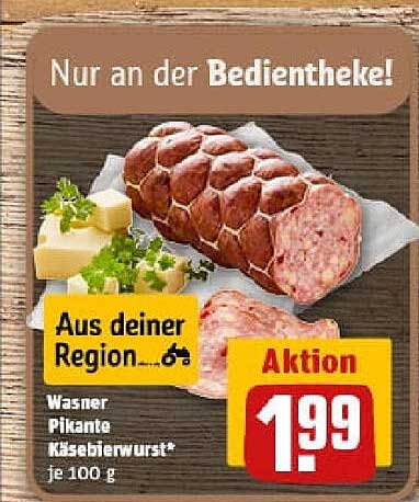 Wasner Pikante Käsebierwurst* je 100 g