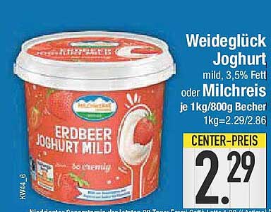 Weideglück Erdbeer Joghurt mild, 3,5% Fett, 1 kg Becher