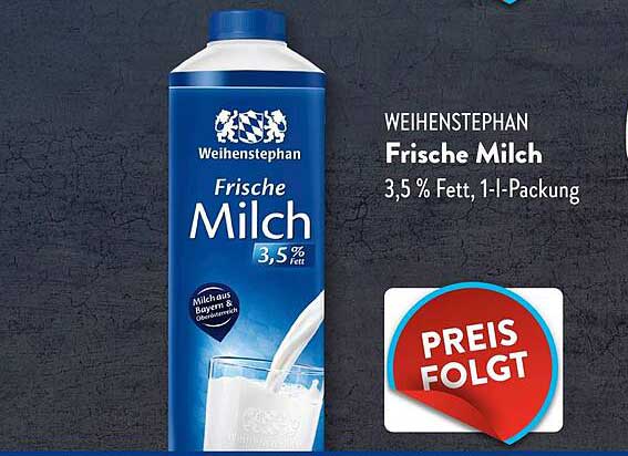 WEIHENSTEPHAN Frische Milch 3,5 % Fett, 1-l-Packung