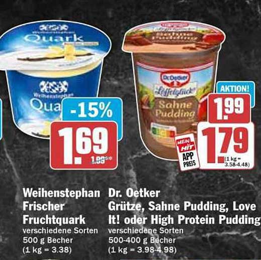 Weihenstephan Frischer Fruchtquark oder Dr. Oetker Sahne Pudding
