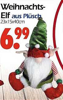 Weihnachts-Elf aus Plüsch 23x15x40cm