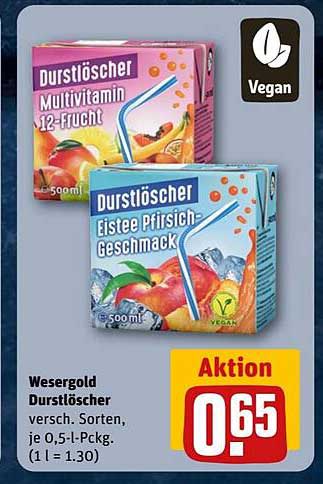 Wesergold Durstlöscher 12-Frucht und Eistee Pfirsich-Geschmack