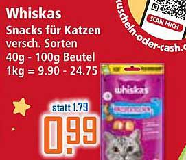 Whiskas Snacks für Katzen - verschiedene Sorten 40g - 100g Beutel