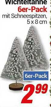 Wichteltanne 6er-Pack mit Schneespitzen, 5 x 8 cm