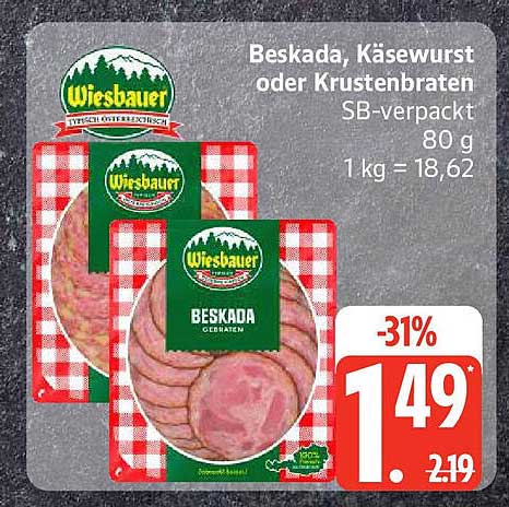 Wiesbauer Beskada, Käse- oder Krustenbraten - 80 g SB-verpackt