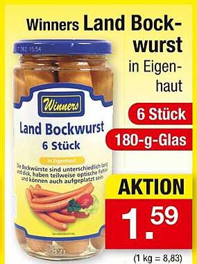 Winners Land Bockwurst in Eigenhaut - 6 Stück im 180-g-Glas