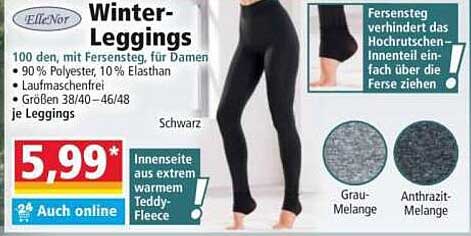 Winter-Leggings 100 den, mit Fersensteg, für Damen