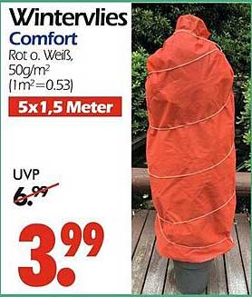 Wintervlies Comfort Rot o. Weiß 50g/m² - 5x1,5 Meter