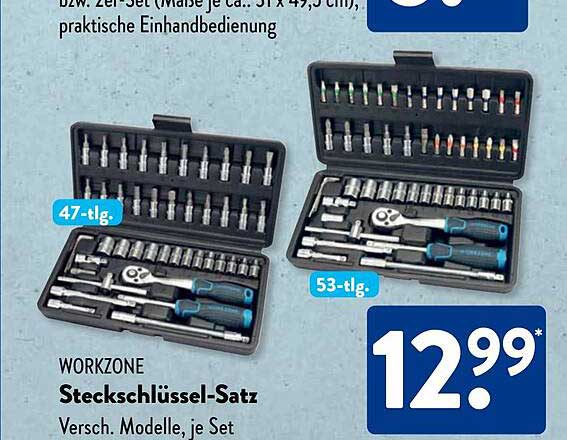 WORKZONE Steckschlüsselsatz – 47-teiliger oder 53-teiliger Satz