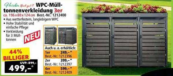 WPC-Mülltonnenverkleidung 3er