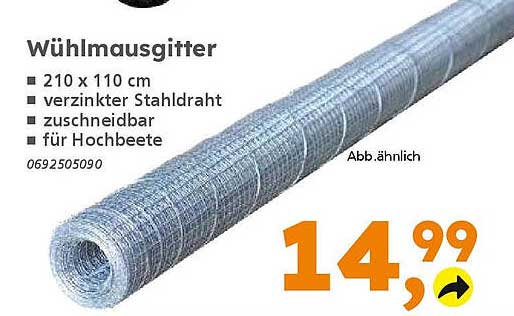 Wühlmausgitter 210 x 110 cm, verzinkter Stahldraht