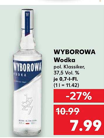 WYBOROWA Wodka polnischer Klassiker, 0,7 l, 37,5 % Vol.