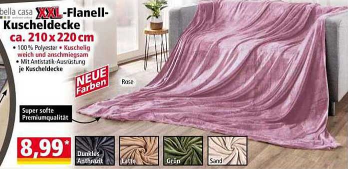 XXL-Flanell-Kuschel-Decke 210 x 220 cm von bella casa
