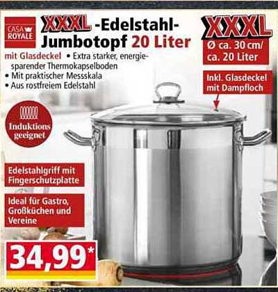 XXXL-Edelstahl-Jumbotopf 20 Liter