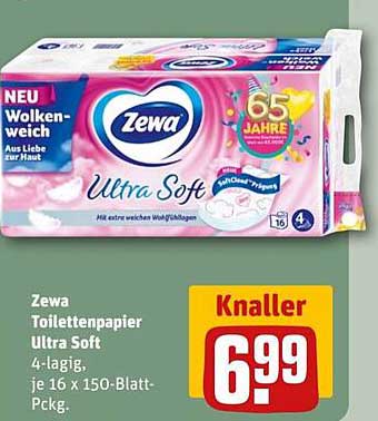Zewa Toilettenpapier Ultra Soft 4-lagig, 16 x 150-Blatt-Pack
