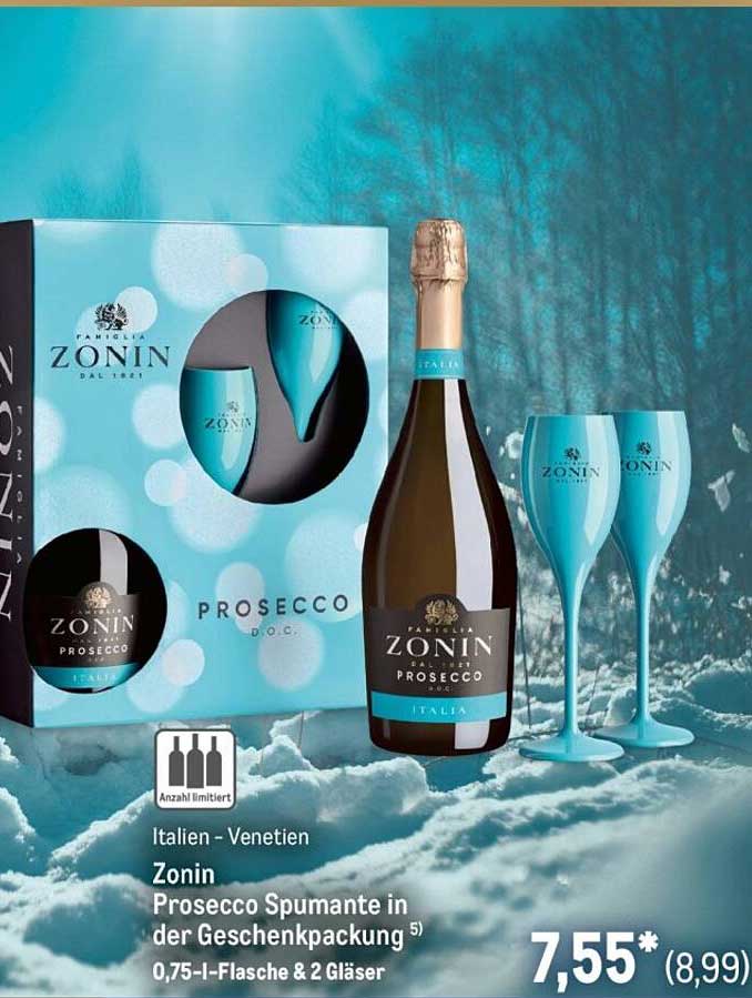 Zonin Prosecco Spumante in der Geschenkverpackung