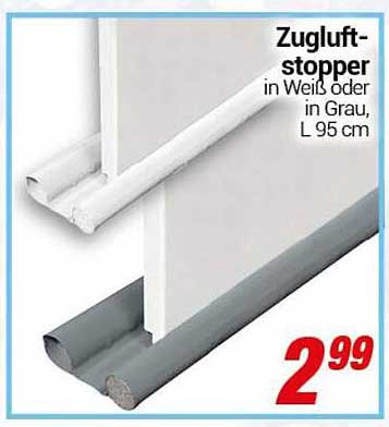 Zugluftstopper in Weiß oder Grau, L 95 cm