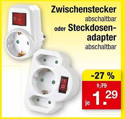 Zwischenstecker oder Steckdosenadapter abschaltbar