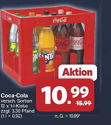 Wunderschne Coca Cola 12x1l Angebot Bild