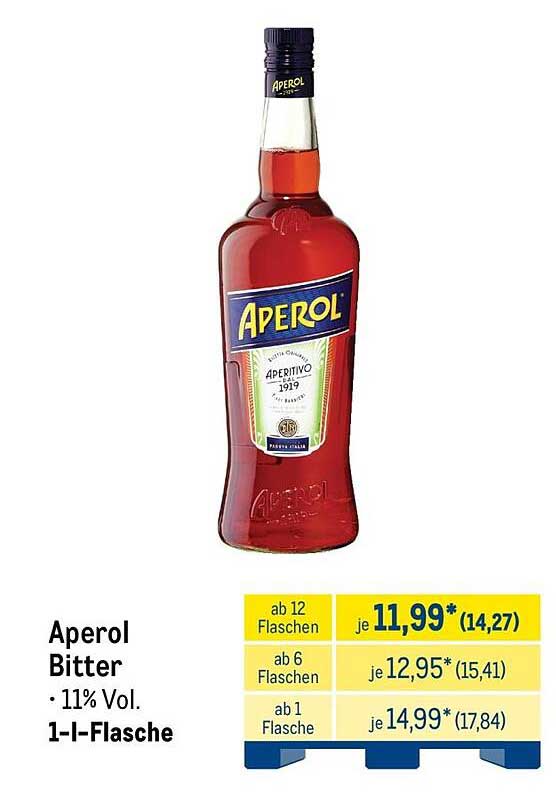 Aperol Bitter · 11% Vol. 1-l-Flasche