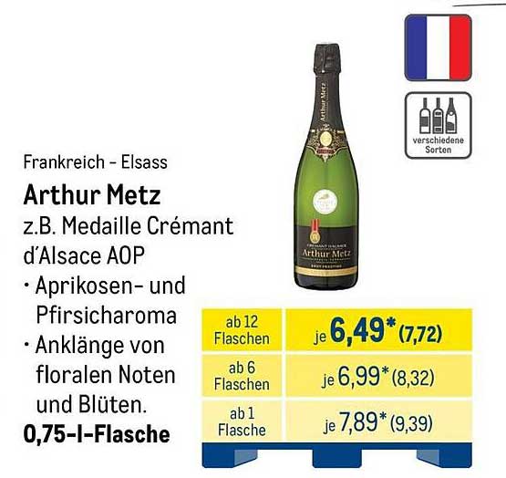 Arthur Metz z.B. Medaille Crémant d'Alsace AOP