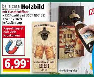 bella casa Holzbild mit Flaschenöffner