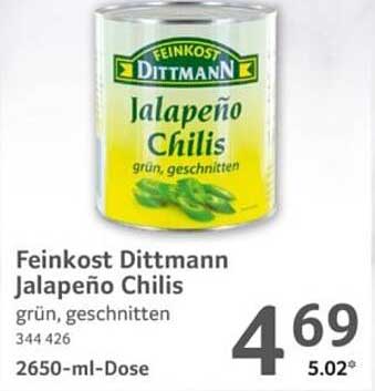 Feinkost Dittmann Jalapeño Chilis grün, geschnitte