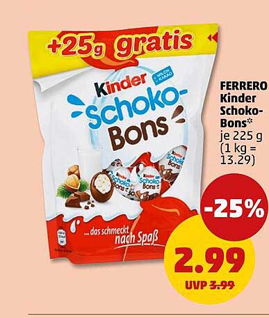 FERRERO Kinder Schoko-Bons* je 225 g (1 kg = 13.29)