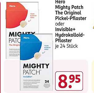 Hero Mighty Patch The Original Pickel-Pflaster oder Invisible+ Hydrokolloid-Pflaster je 24 Stück