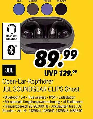 Open-Ear-Kopfhörer JBL SOUNDGEAR CLIPS Ghost
