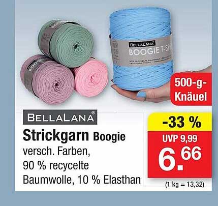 Strickgarn Boogie versch. Farben, 90 % recycelte Baumwolle, 10 % Elasthan