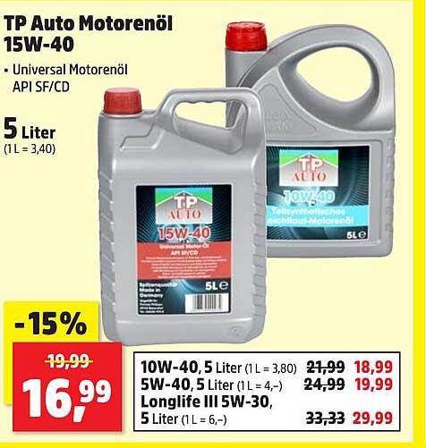 TP Auto Motoröl 15W-40